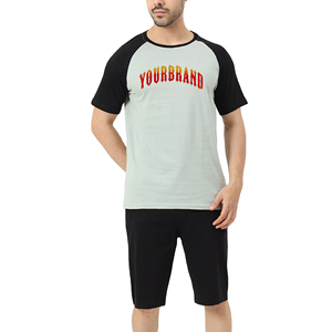 Conjunto de 2 Piezas para Hombre, Verano, Estampado Sólido, 100% Algodón, Transpirable, Secado Rápido, Ecológico, Ropa Casual, Venta al Por Mayor Personalizada - Product Image 1