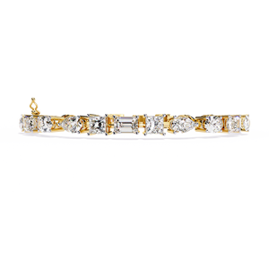 Lab Grown Multi Shape Mixed Cut Diamond Tennis <b>Bracelet</b> in 14K Gold | Emerald Princess Pear Round Designer Statement Jewellery - Product Image 2