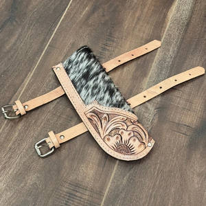 Porte-drapeau en cuir fabriqué à la main sur mesure cuir de vachette de selle durable de style occidental vintage pour l'affichage de moto et de défilé en plein air - Product Image 4