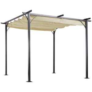 Pergola Retrattile Gazebo 10x10 con Tenda Resistente ai Raggi UV, Struttura Moderna in Acciaio Beige per Esterni/Cortili - Product Image 1