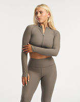 Set Yoga 2 Potong Pria Ukuran Besar, Bahan Rib Solid, Jaket Crop Resleting Depan dengan Lubang Jempol, Celana Pendek Pinggang Tinggi, Seamless, Breathable, untuk Fitness