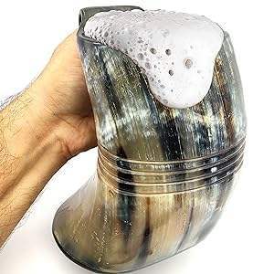 Mug en corne de buffle sculpté unique, design viking de haute qualité, avec logo unique, pour l'exportation, article décoratif en Inde - Product Image 4