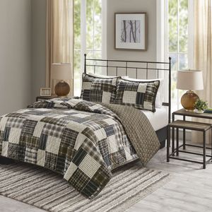 3 pezzi trapunta reversibile con stampa nera/marrone per biancheria da letto King/Cal King - Product Image 1