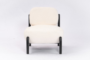 Fauteuil d'appoint Boucle - Fauteuil sculptural à structure en <span class=keywords><strong>bois</strong></span> noir avec pieds coniques « corne » - <span class=keywords><strong>Chaise</strong></span> d'appoint moderne en sherpa pour salon - Product Image 2