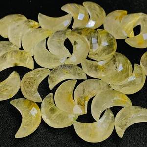Venta al por mayor de cuarzo rutilado dorado natural tallado en forma de luna creciente, piedra preciosa suelta dorada para joyería femenina. - Product Image 3