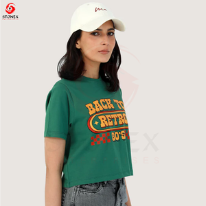 Camiseta Holgada Estampada para Mujer, Cuello Redondo, Algodón Premium, Corte Relajado, Estilo Minimalista, Informal, para Uso Diario, Moda Urbana - Product Image 3