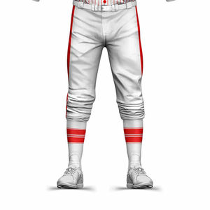 Ensemble d'uniformes de baseball personnalisés pour hommes, maillot rayé rouge et blanc, pantalon respirant en polyester, tenue d'équipe toutes saisons - Product Image 2