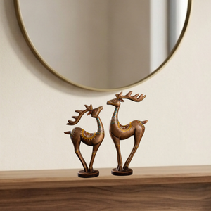 Unique Export Ready High Quality Modern Iron <b>Deer</b> Set 2 Artistic Hand <b>Painted</b> Metal Sculpture Environment-Friendly Decor - Product Image 1
