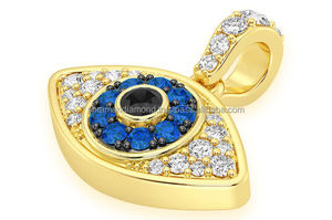 10K Gold Iced Custom Eye Pendant With Blue Sapphire Moissanite Diamond Bezel Setting Religious Hip Hop Jewelry For Everyday Wear - Product Image 6
