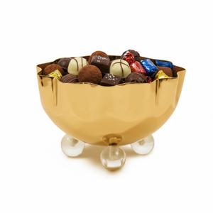 Bol à chocolat décoratif de luxe pour la maison, de qualité supérieure, en métal martelé doré, plat de service pour confiseries, idéal pour les événements. - Product Image 6