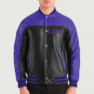 Veste varsity en cuir PU pour homme, brodée, coupe-vent, col rabattu, style hip-hop, hiver - Product Image 4