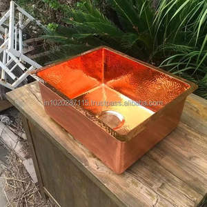 Fregadero de cobre artesanal de gran capacidad con bonito diseño martillado y acabado antiguo para Cocinas Rústicas - Product Image 6