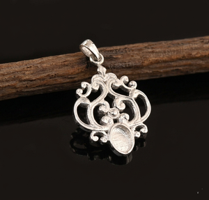 925 Sterling Silver Eco-Friendly Customized Filigree Design 25mm Oval <b>Blank</b> Bezel Pendant Resin Ashes Gemstone Jewelry - Product Image 1