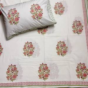 Ensemble de draps et de taies d'oreiller en coton imprimé à la main, literie florale artisanale indienne pour la décoration de la maison, vente en gros et exportation - Product Image 2