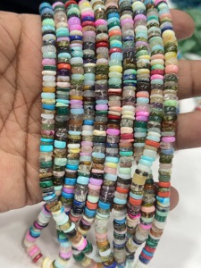 Perles de pierres précieuses de haute qualité pour la fabrication de bijoux, 17 pouces, pierres naturelles multicolores, forme Heishi lisse, taille 6-7 mm - Product Image 4