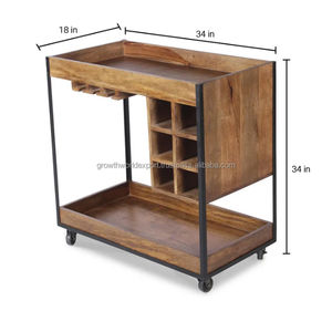 Mueble para Bodega Homestead de Madera de Mango, Diseño Moderno, Mueble para el Hogar, Carrito de Hostelería para Hotel, Estante para Copas, Protector de Botellas 2026 - Product Image 5