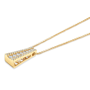 Collar con Colgante de Pirámide para Mujer, Chapado en Oro de 18K, Circonita Cúbica, Corte Brillante Redondo, Cadena de Aleación, Estilo Clásico, Uso Diario - Product Image 2