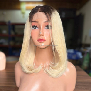 Lace <b>Front</b> <b>Wig</b> Virgin Vietnamese Hair Products Dark Root Blonde Baby Hair Transparent Swiss Lace Human Hair <b>Wigs</b> - Product Image 3