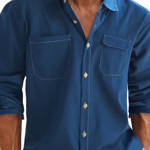 Chemise de bureau pour homme, 100% coton sergé, coupe ajustée, manches longues, haute qualité, personnalisation de la marque, service OEM/ODM - Product Image 6