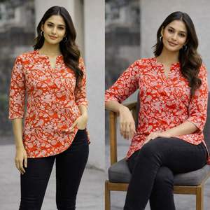 Nueva Colección de Túnicas Casuales de Rayón con Estampado Digital para Uso Diario y de Verano, Túnicas y Blusas Elegantes para Mujer - Product Image 5