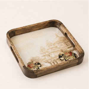 Bandeja de Servir de Madera de Mango Hecha a Mano de Primera Calidad con Estampado de Elefante Real, Plato Decorativo de Madera con Recubrimiento de Esmalte para Comer en Casa - Product Image 3