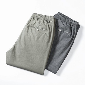 Pantalones Casuales Ajustados de Algodón de Color Sólido de Alta Calidad para Hombre, Pantalones Ajustados de Moda para Primavera 2026 - Product Image 1