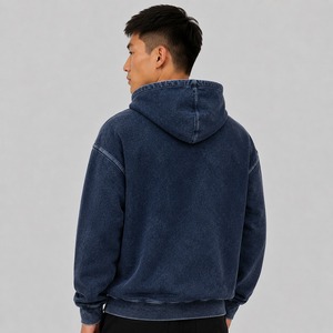 High Quality 100% Cotton <b>Men's</b> Acid Wash Casual Hoodie Street Fashion Winter <b>Pullover</b> Fleece Collar Pocket Logo Print-Wholesale - Product Image 6