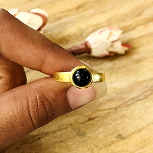 New Arrival Minimalist Onyx <b>Ring</b> Boho Brass <b>Rings</b> For Women 18k Gold Plated <b>Dainty</b> Band Minimal Jewelry for Wholesale/OEM/ODM - Product Image 2