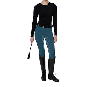 Pantalon d'équitation taille haute pour femme, long, en tricot extensible (spandex et nylon), extensible dans quatre directions, couleur unie noir, avec ceinture 2026 - Product Image 4