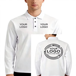Classic Solid Color Men's Eco-Friendly Polyester Jersey Knitted Breathable Turn-Collar Long Sleeve Casual Lightweight <b>Shirt</b> - Product Image 1
