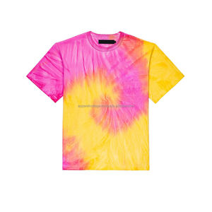 Camiseta 100% de algodón para hombre, camisa de manga corta con estampado multicolor de arco iris, cuello redondo, etiqueta personalizada - Product Image 2