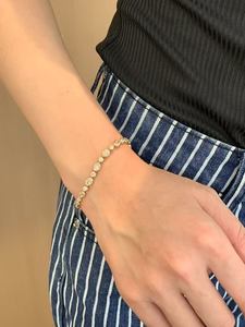 Luxurious Gold Plated Moissanite Freshwater Pearl Tennis <b>Bracelet</b> Hiphop Style <b>Stacking</b> Wrist Accessory Timeless Jewelry for - Product Image 3