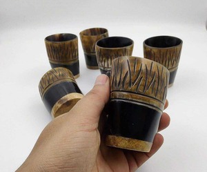 Taza de Bebidas Vintage de Cuerno de Búfalo, Hecha a Mano, Natural, con Acabado Pulido, Portátil, Rústica, para Regalo, Utensilios de Bar - Product Image 1