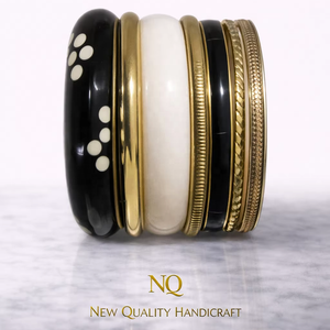 Handcrafted Resin Metal <b>Bangles</b> <b>Set</b> – Premium Gold Plated Stack Bracelets for Women, Fashion Jewelry Wholesale - Product Image 1