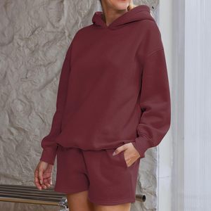 Conjunto de Sudadera con Capucha y Pantalones Cortos Deportivos para Mujer con Logotipo Personalizado, Conjunto de Sudadera con Capucha y Pantalones Cortos para Mujer - Product Image 4