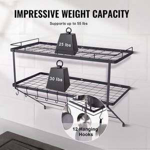 Portapentole da Parete da 30 Pollici con 12 Ganci a S, Capacità di Carico 25 kg, per Organizzazione Cucina - Product Image 3