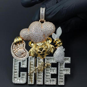<b>Iced</b> Out Chef Pendant Hip Hop Necklace Custom Bling <b>Chain</b> Luxury Statement Jewelry Gift - Product Image 1