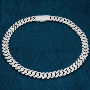 Collar de tenis de moissanita, cadena cubana de plata 925, estilo hip hop, VVS, certificado IGI, para hombre y mujer - Product Image 1