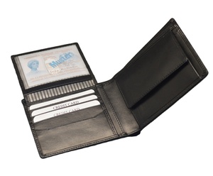 <b>Men's</b> Genuine Leather Bifold <b>Wallet</b> Slim Fold Design Minimalist Style <b>Black</b> Color Daily Use Open Closure Slim Design Money Card - Product Image 4