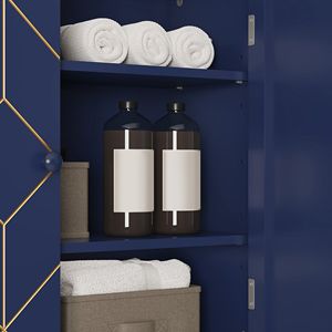 Scaffali da Bagno Moderni con Finiture Dorate, Armadietto Salvaspazio Sopra il WC con Ripiani Regolabili e Porta Carta Igienica - Product Image 5