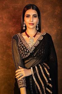 Black Embroidered Faux Georgette <b>Saree</b> <b>Blouse</b> Women Traditional Wedding Wear India Pakistan Style Floor Length Regular Fit Quick - Product Image 3