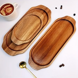 Ensemble de plateaux élégants en bois pour le rangement et le service, bords courbes lisses, design empilable, idéal pour les collations, le café, les desserts, la décoration de la maison - Product Image 5