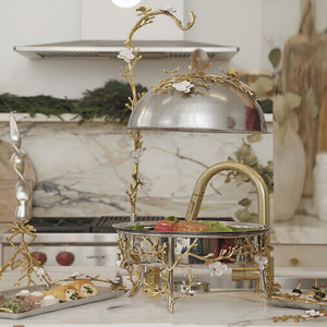 Gold Finished Metal Other Home Decor Food Chafing dish Best Seller Metal Buffet For Party Handmade Brass Metal - Product Image 1