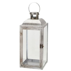 Farol Rectangular Metálico Galvanizado con Paneles de Vidrio Transparente y Tres Velas para Decoración del Hogar - Product Image 2