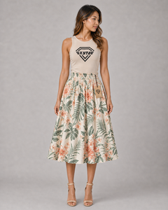 Women Hawaiian Beach Floral Maxi <b>Skirt</b> Tropical Island Autumn Vacation Casual Lightweight Breathable Flowy Natural Wholesale - Product Image 1