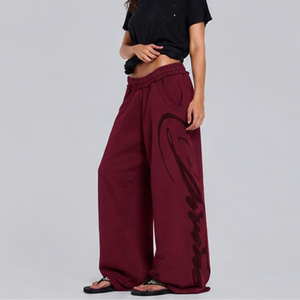 Pantalones Deportivos Anchos Personalizados para Mujer, Mezcla de Poliéster y Algodón, Estilo Holgado, Casual, para Calle, Venta al Por Mayor, OEM - Product Image 1