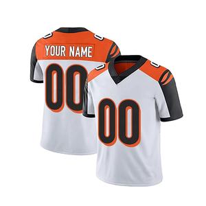 Camiseta de Fútbol Americano Personalizada con Diseño Bordado y Estampado por Transferencia de Calor, Manga Corta, Transpirable, de Secado Rápido, Negra y Amarilla, de Malla - Product Image 1