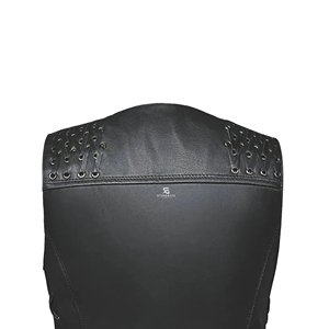 <b>Women</b> Genuine Leather Vest Vintage Biker Style Slim Fit Sleeveless Motorcycle Outerwear Windproof Casual Fashion <b>Waistcoat</b> - Product Image 2
