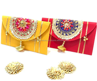 Dompet Clutch Sutra Bordir Buatan Tangan India, Hadiah Pernikahan, Amplop Uang Ramadan, Souvenir Pesta Diwali Haldi Mehndi