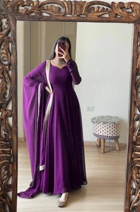 Traje de Seda Georgette Estilo Indio Pakistaní Moderno, Salwar Kameez Listo para Usar, Traje de Fiesta Elegante Cosido para Mujer - Product Image 3